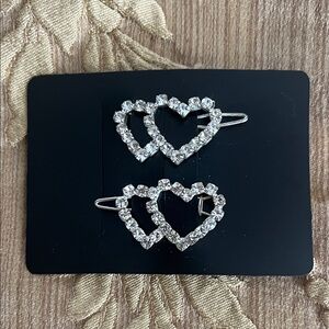 Rhinestone Heart Hair Clips